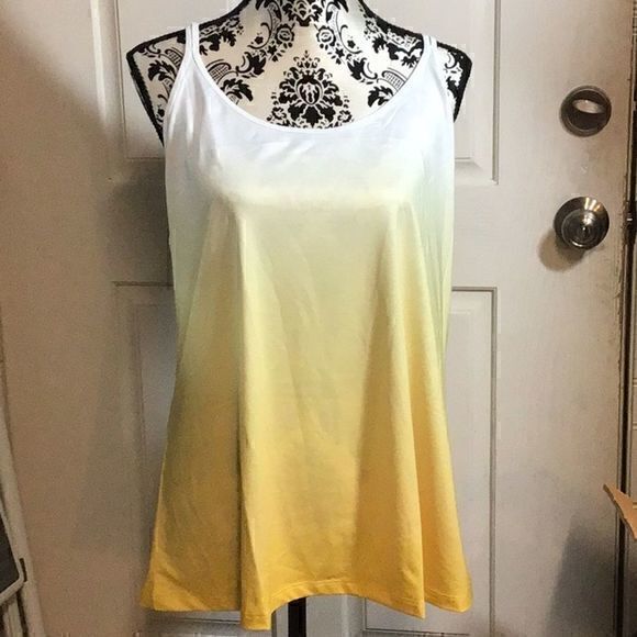Ideology Top Mesh Back Tank Shirt Athletic Women Yellow - Picture 1 of 5